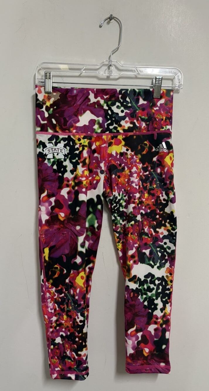 NWT Adidas Supernova 3/4 Capri Pants Pink Gym Mid Rise Mississippi State Small